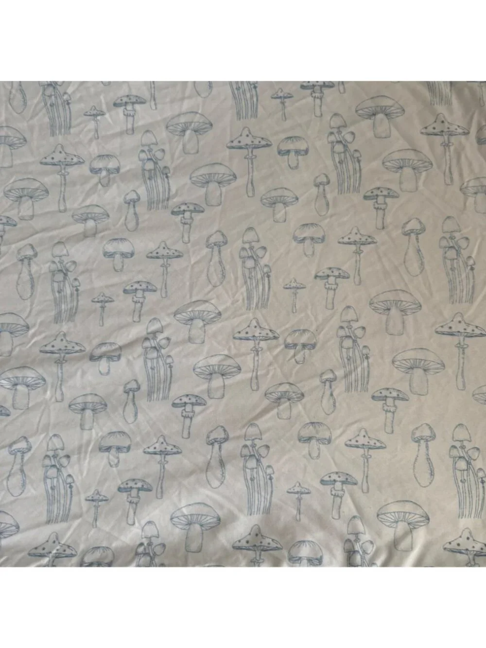 Mushroom Print Pillowcase White & Blue Standard Size